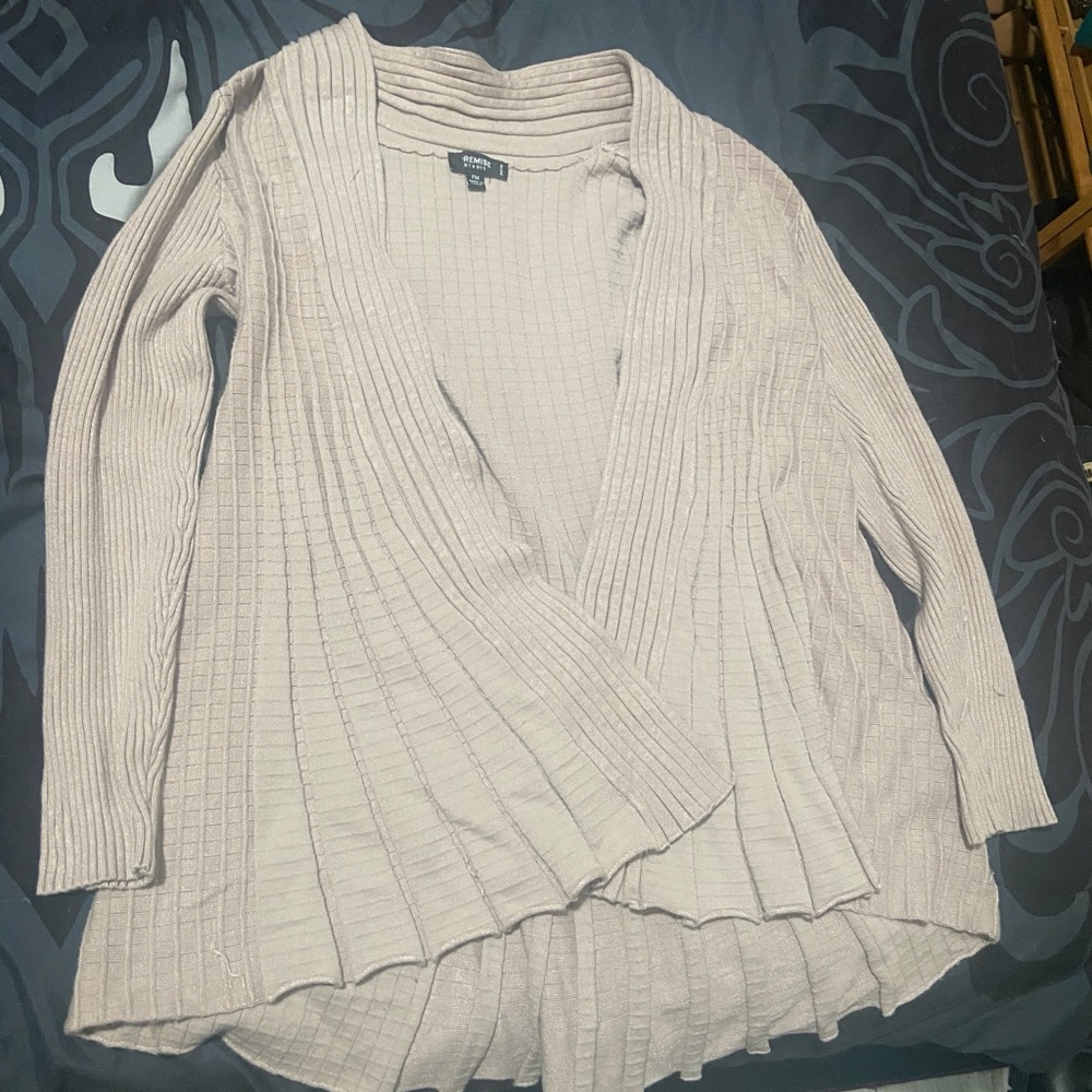 Ribbed Open Front Cardigan in Cream